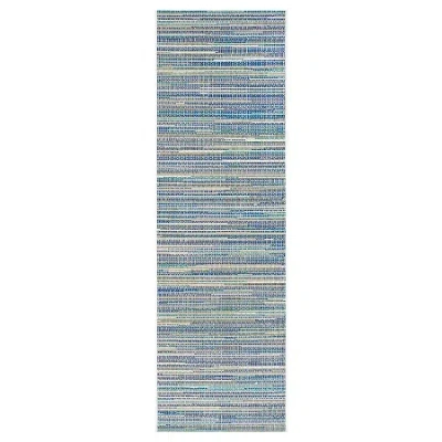 Couristan Alassio Indoor/outdoor Rectangular Runner Rug In Blue