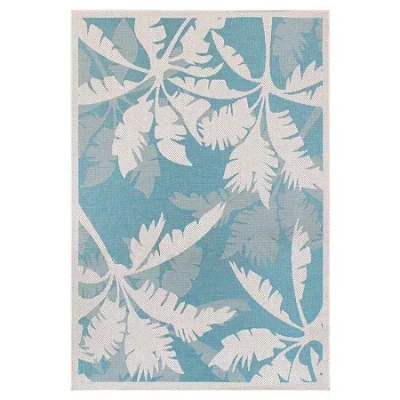 Couristan Coastal Floral Indoor/outdoor Rectangular Rug In Blue