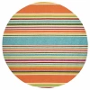 Couristan Covington Sherbert Stripe Striped Hooked Round Area Rug In Multi