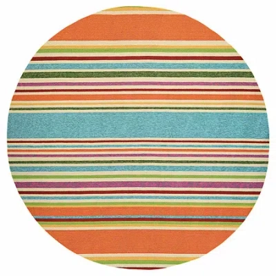 Couristan Covington Sherbert Stripe Striped Hooked Round Area Rug In Multi
