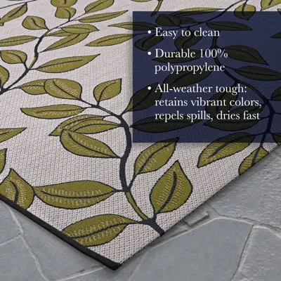 Couristan Dolce Floral Ivory Olive Flatwoven Indoor Outdoor Area Rug In Olive Green