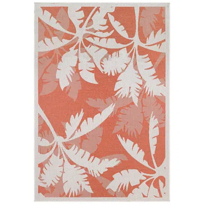 Couristan Monaco Coastal Floral 5'3"x7'6" Ivory And Orange Outdoor