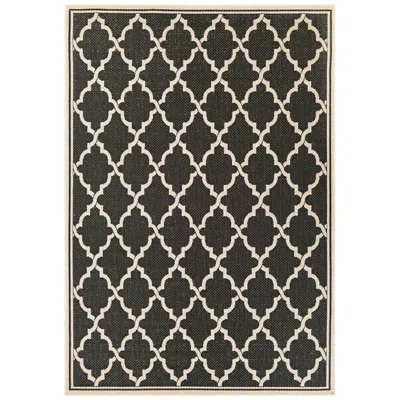Couristan Monaco Ocean Port 5'3"x7'6" Black And Sand Outdoor Rug