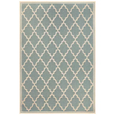 Couristan Monaco Ocean Port 7'6"x10'9" Turquoise And Sand Outdoor R