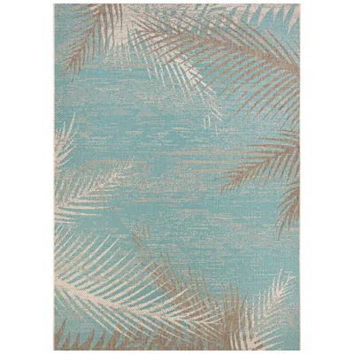 Couristan Monaco Tropical Palms 3'9"x5'5" Aqua Rectangular Outdoor