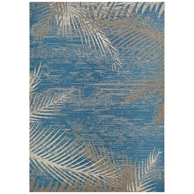 Couristan Monaco Tropical Palms 7'6"x10'9" Ocean Outdoor Rug