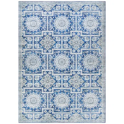 Couristan Pasha Sari 8'x10' Sapphire Ivory Indoor Area Rug