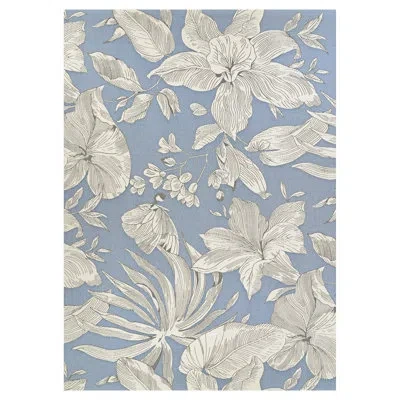Couristan Rectangle Dolce Floral Machine Woven Flatweave Polyester/polypropylene Indoor / Outdoor Area Rug In  In Ice