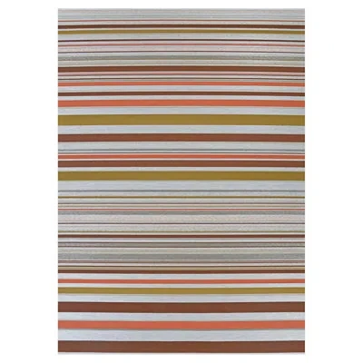 Couristan Rectangle Dolce Striped Machine Woven Flatweave Polyester Indoor / Outdoor Area Rug In Gray/orange/m