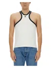 Courrèges Sleeveless Top With Adjustable Straps And Contrast Trim In White