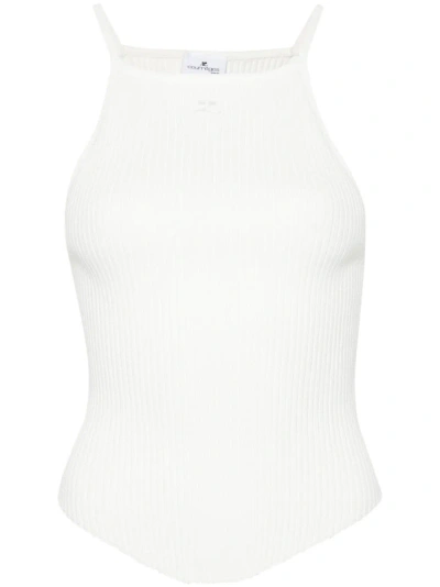 Courrã¨ges Ribbed Tank Top In White