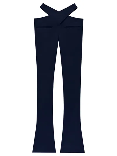 Courrèges Stretch Crepe Criss Cros Trouser Navy Blue