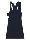 Courrèges Courreges Black Cotton Mini Dress In Blue