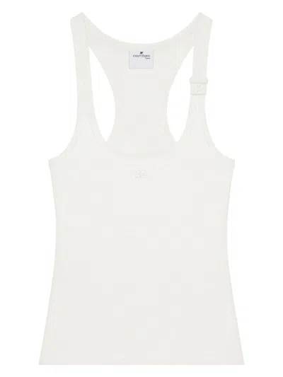 Courrèges Women's 90's Ribbed Cotton Top In White