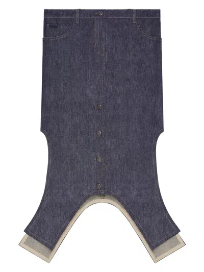 Courrèges Women's Dark Denim Skirt In Grey