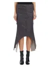 Courrèges Gray Reversed Denim Midi Skirt In Gray