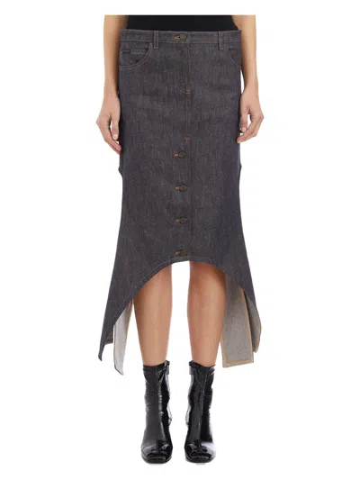 Courrèges Women's Denim Reversed Skirt In Grey