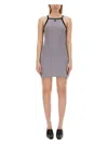 Courrèges Racerback Mini Dress With Contrasting Straps And Logo Detail In Grey