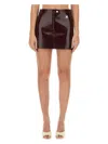Courrèges Fitted Burgundy Mini Skirt With Shiny Finish In Brown