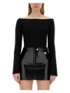 Courrèges Buckle Contrast T-shirt In Black