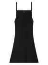 Courrèges Abito Corto In Viscosa A Coste Con Ricamo Logo In Black