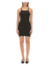 Courrèges Contrast Cotton Jersey Mini Dress In Military Green