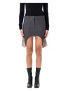 Courrèges Reversed Denim Mini Skirt Hem Asymmetric In Dark Heater Grey