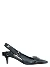 Courrèges Kitten Heel Shoes With Pointed Toe And Front Patch Pocket In Black