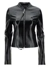 Courrèges Black Cotton Jacket With High Collar And Zip In Black