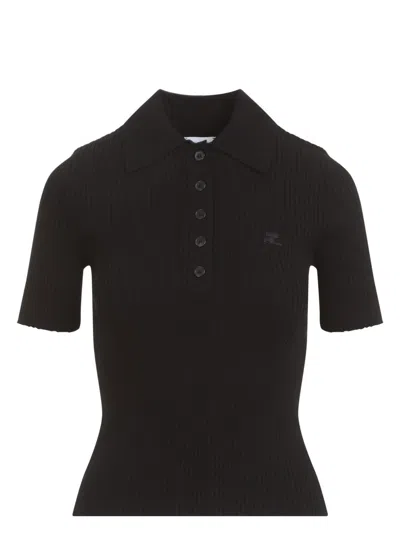 Courrèges Women's Signature Polo T-shirt In Black
