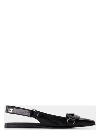 Courrèges Women's Sling Back Racer Vinyl Sandal In Black