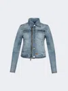 Courrèges Zip Up Denim Jacket In Blue