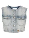 Courregã¨s Women's Denim Cropped Vest In Clear Blue