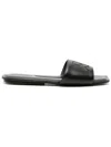 Courregã¨s Women's Logo Leather Flat Sandals In Black
