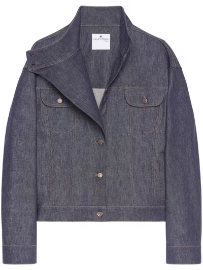 Courregã¨s Women's Oversized Denim Jacket In Grey