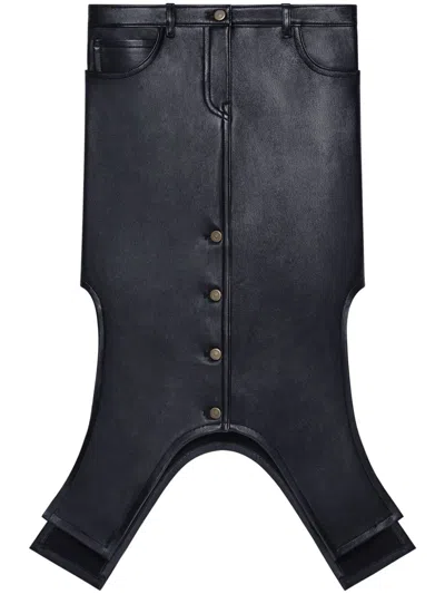 Courrèges Reversed Leather Skirt In 黑色