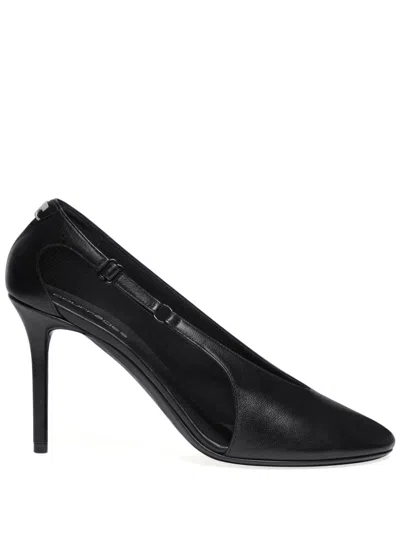 Courrèges 100mm Oblique Leather Pumps In Black