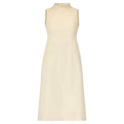 Pre-owned Courrèges 1970s Courreges Cream Wool Sleeveless Dress In White
