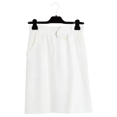 Pre-owned Courrèges 1970s Jupe Blanc Fr36 White Rayon Straight Skirt Uk8 Us6 Courreges