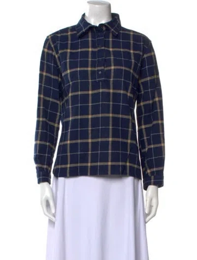 Pre-owned Courrèges 1980's 'hyperbole' Button-up Top In Blue