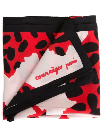 Pre-owned Courrèges 1980s Abstract-print Scarf In Red