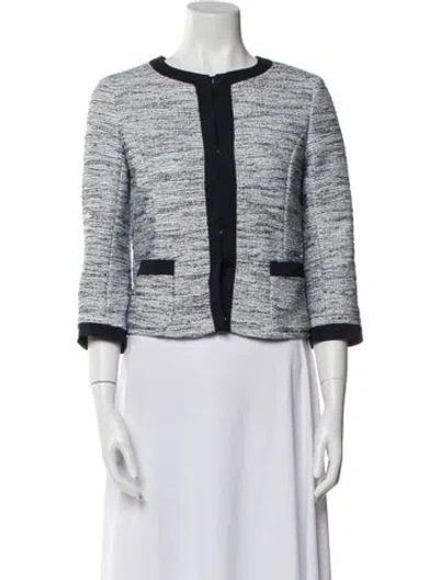 Pre-owned Courrèges 1990's Tweed Pattern Evening Jacket In Blue