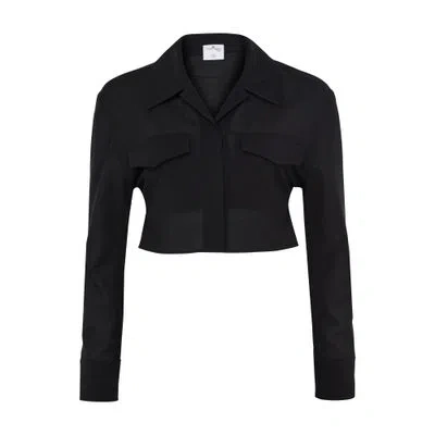Courrèges 2-pocket Cotton Crop Shirt In Black
