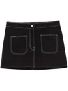 Courrèges 2-pocket Topstitched Denim Mini Skirt In Black