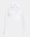 Courrèges 2-pocket Poplin Cropped Shirt In White