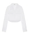 Courrèges 2-pocket Poplin Cropped Shirt In Traditional White