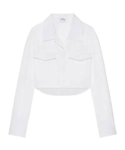Courrèges 2-pocket Poplin Cropped Shirt In Traditional White