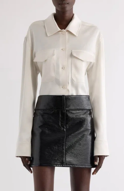 Courrèges 2 Pocket Satin Shirt In White