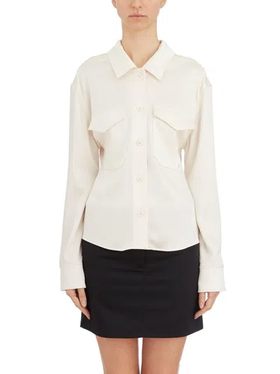Courrèges 2-pocket Satin Shirt In White