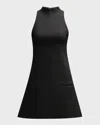 Courrèges 2-pocket Sleeveless Twill A-line Mini Dress In Black